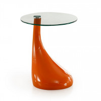 Manhattan Comfort ET003-OR Lava 19.7 in. Orange Glass Top Accent Table